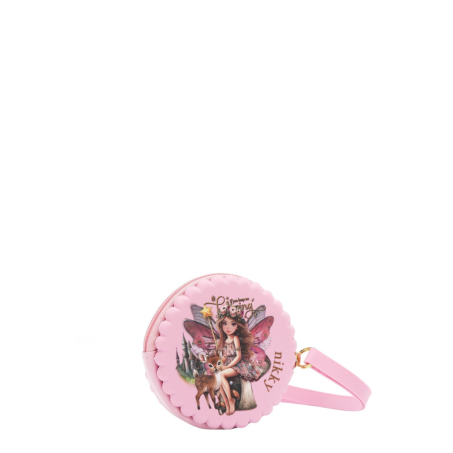 ESTUCHE REDONDO DE SILICONA CON PULSERA (FAIRY TALE ROSA)